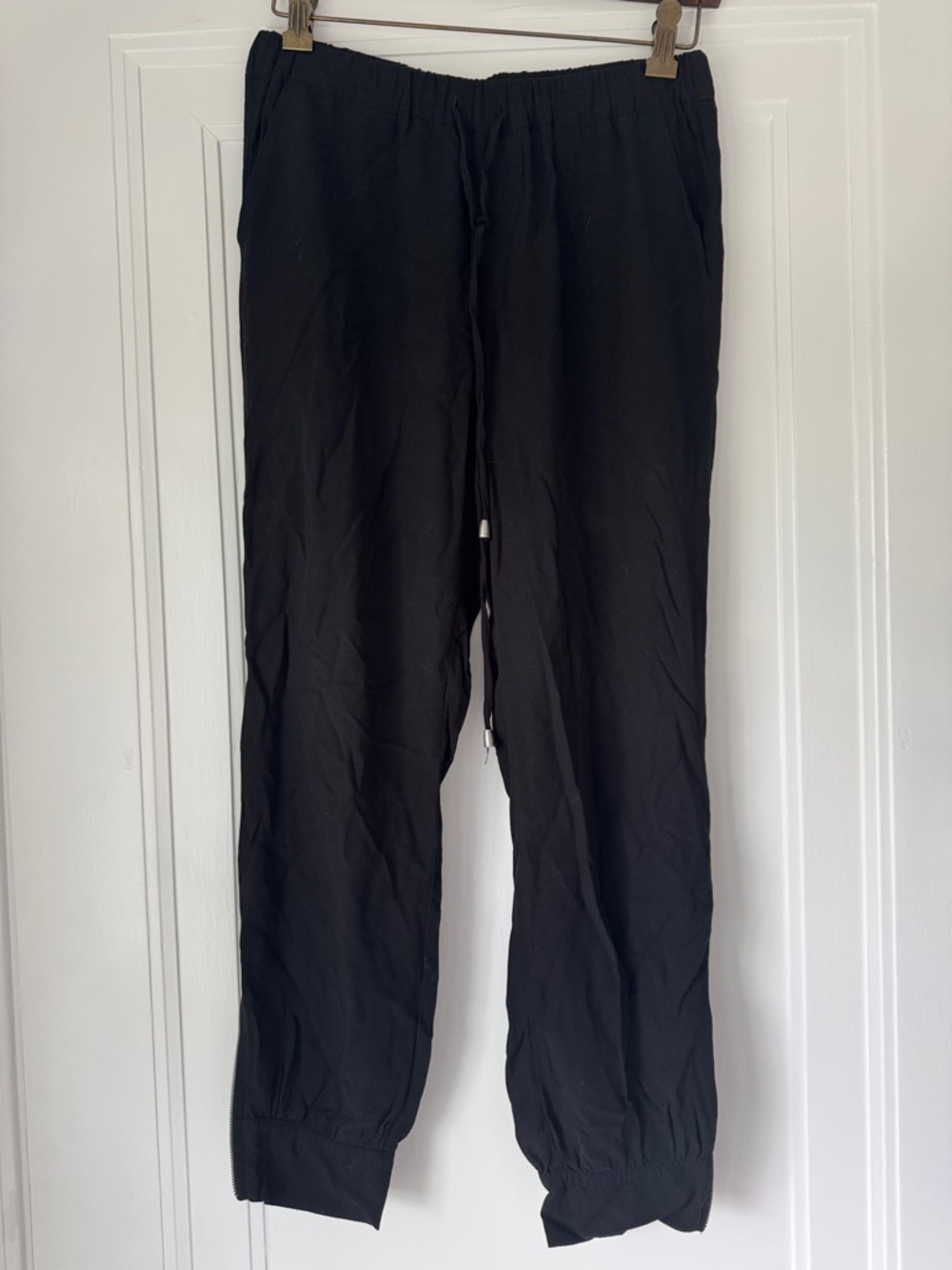 Splendid S Black Drawstring Jogger Pants with zipper